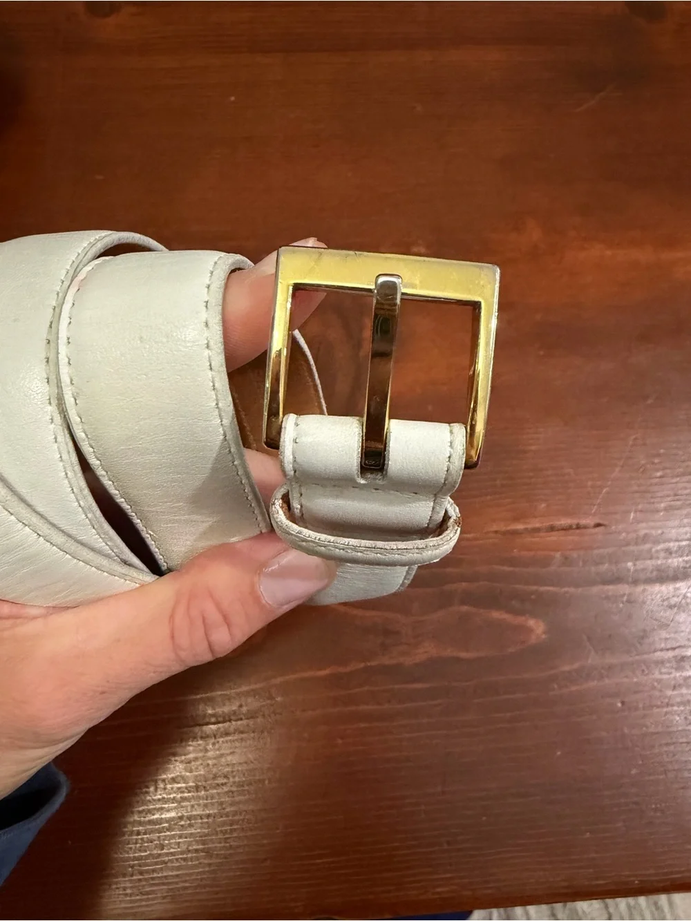 Vintage Men’s white Saks Fifth Avenue Leather belt 38